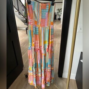 Colorful Strapless Patchwork Dress